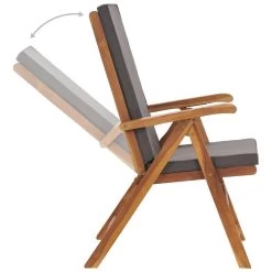 VIDAXL Tuinstoelen 2 St Verstelbaar Met Kussens Massief Teakhout Grijs -Buitenmeubelen Verkoop 1000006224 0103