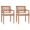 VidaXL Stoelen Batavia 2 St Met Kussens Massief Teakhout -Buitenmeubelen Verkoop 1000006278