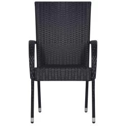 VidaXL Tuinstoelen Stapelbaar 2 St Poly Rattan Zwart -Buitenmeubelen Verkoop 1000006317 0102