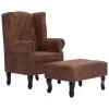 VidaXL Fauteuil En Voetenbank Chesterfield-stijl Kunstsuède Bruin 1 VidaXL Fauteuil En Voetenbank Chesterfield-stijl Kunstsuède Bruin -Buitenmeubelen Verkoop 1000043925