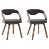 VidaXL Eetkamerstoelen 2 St Gebogen Hout En Stof Donkergrijs