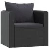 VidaXL Fauteuil Met Kussens Poly Rattan Zwart -Buitenmeubelen Verkoop 1000054602
