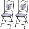 VidaXL Bistrostoelen Inklapbaar 2 St Keramiek Blauw En Wit -Buitenmeubelen Verkoop 1000056433
