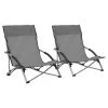VidaXL Strandstoelen 2 St Inklapbaar Stof Grijs 2 VidaXL Strandstoelen 2 St Inklapbaar Stof Grijs -Buitenmeubelen Verkoop 1000056434