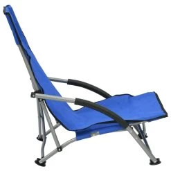 VidaXL Strandstoelen 2 St Inklapbaar Stof Blauw -Buitenmeubelen Verkoop 1000056442 0103