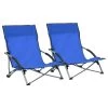 VidaXL Strandstoelen 2 St Inklapbaar Stof Blauw -Buitenmeubelen Verkoop 1000056442