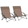 VidaXL Strandstoelen 2 St Inklapbaar Stof Taupe -Buitenmeubelen Verkoop 1000056443