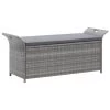 VidaXL Opbergbankje Met Kussen 138 Cm Poly Rattan Grijs -Buitenmeubelen Verkoop 1000056489