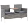 VidaXL Tuinbank 2-zits Met Tafeltje 143 Cm Poly Rattan Grijs 1 VidaXL Tuinbank 2-zits Met Tafeltje 143 Cm Poly Rattan Grijs -Buitenmeubelen Verkoop 1000056492