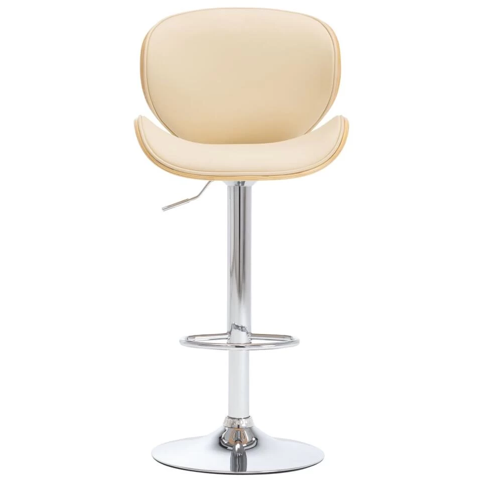 VidaXL Barkruk Kunstleer Crèmekleurig 4 VidaXL Barkruk Kunstleer Crèmekleurig - Afbeelding 2