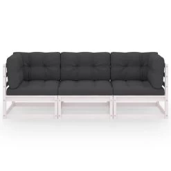 VidaXL Tuinbank 3-zits Met Kussens Massief Grenenhout -Buitenmeubelen Verkoop 1000058285 0101