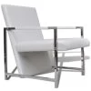 VidaXL Fauteuil Met Chromen Poten Kunstleer Wit -Buitenmeubelen Verkoop 1000059140