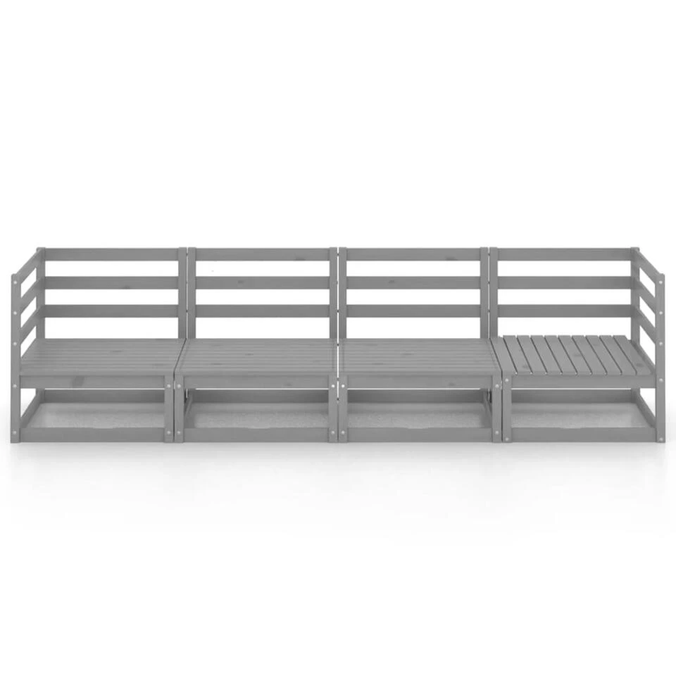 VidaXL Tuinbank 4-zits Massief Grenenhout Grijs 5 VidaXL Tuinbank 4-zits Massief Grenenhout Grijs - Afbeelding 3