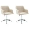 VidaXL Eetkamerstoelen 2 St Draaibaar Stof Crèmekleurig -Buitenmeubelen Verkoop 1000060866