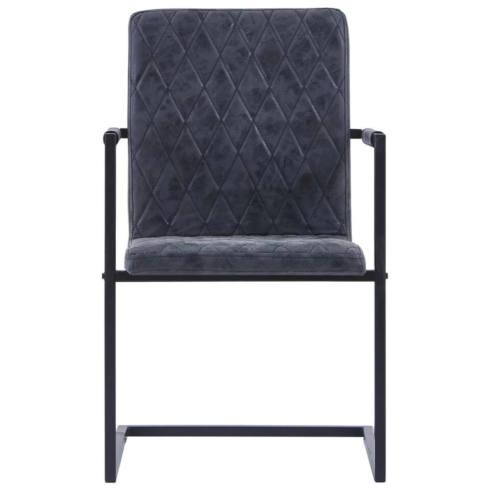 VidaXL Eetkamerstoelen 2 St Kunstleer Zwart 5 VidaXL Eetkamerstoelen 2 St Kunstleer Zwart - Afbeelding 3