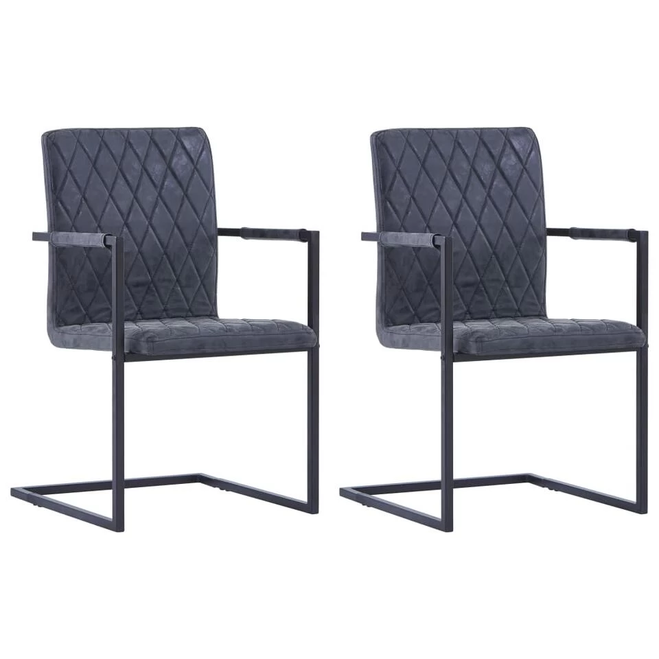 VidaXL Eetkamerstoelen 2 St Kunstleer Zwart 3 VidaXL Eetkamerstoelen 2 St Kunstleer Zwart