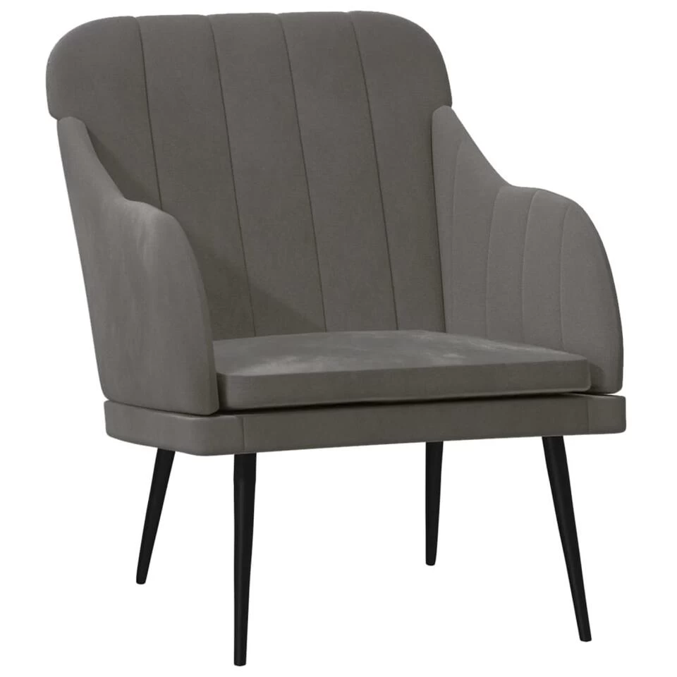 VidaXL Fauteuil 63x76x80 Cm Fluweel Donkergrijs 3 VidaXL Fauteuil 63x76x80 Cm Fluweel Donkergrijs
