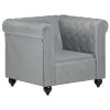 VidaXL Fauteuil Chesterfield-stijl Echt Leer Grijs -Buitenmeubelen Verkoop 1311335587