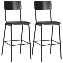 VidaXL Barstoelen 2 St Massief Multiplex Staal Zwart