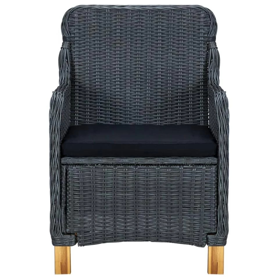 VidaXL Tuinstoelen 2 St Met Kussens Poly Rattan Donkergrijs 6 VidaXL Tuinstoelen 2 St Met Kussens Poly Rattan Donkergrijs - Afbeelding 4