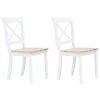 VidaXL Eetkamerstoelen 2 St Massief Rubberwood Wit En Lichthoutkleurig 2 VidaXL Eetkamerstoelen 2 St Massief Rubberwood Wit En Lichthoutkleurig -Buitenmeubelen Verkoop 1625632231