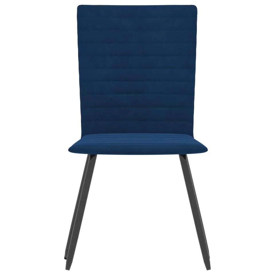 VidaXL Eetkamerstoelen 2 St Fluweel Blauw 4 VidaXL Eetkamerstoelen 2 St Fluweel Blauw - Afbeelding 2