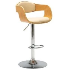 VidaXL Barstoelen 2 St Gebogen Hout En Kunstleer Crème -Buitenmeubelen Verkoop 1aa5bf326ef9473591fbbdaf1ff921a0