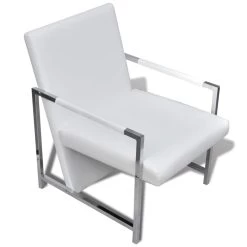 VidaXL Fauteuil Met Chromen Poten Kunstleer Wit -Buitenmeubelen Verkoop 1e3e3fb2a33c4127854f93efc16afd52