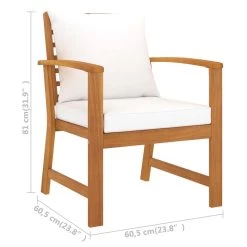 VidaXL Tuinstoelen 2 St Met Crèmekleurig Kussen Massief Acaciahout -Buitenmeubelen Verkoop 2c6ca13c4589471eb719fef30fa4995f