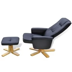 VidaXL Fauteuil Met Voetenbankje Kunstleer Zwart -Buitenmeubelen Verkoop 421f886b2045471fabc4b46a115ef9ee