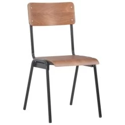 VidaXL Eetkamerstoelen 2 St Massief Multiplex Staal Bruin -Buitenmeubelen Verkoop 5557e0b92bae406c91461806f2f937fa