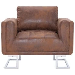 VidaXL Fauteuil Kubus Kunstsuède Bruin -Buitenmeubelen Verkoop 5fc4306bde3a4f07b924742fc8335140
