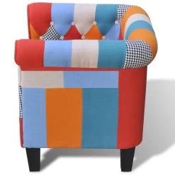 VidaXL Fauteuil Met Patchwork Stof Meerkleurig -Buitenmeubelen Verkoop 606de0e4772247b08365756b5ee66f7d