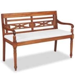 VidaXL Bank Batavia Met Kussens 120 Cm Teakhout -Buitenmeubelen Verkoop 67a5841de433493dbe5714b411c334ad