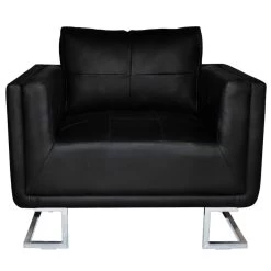 VidaXL Fauteuil Met Verchroomde Poten Kubus Kunstleer Zwart -Buitenmeubelen Verkoop 72a87cab78354028b1821c875c666052