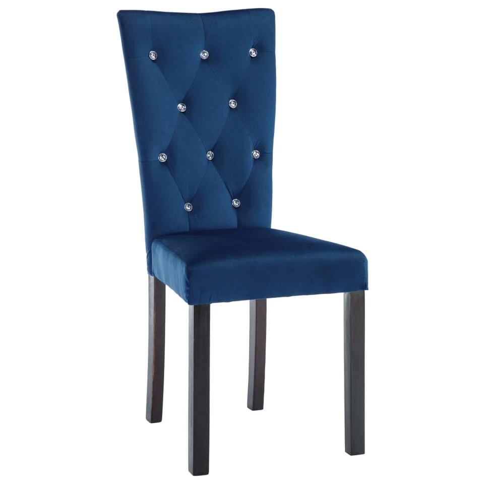 VidaXL Eetkamerstoelen 2 St Fluweel Donkerblauw 5 VidaXL Eetkamerstoelen 2 St Fluweel Donkerblauw - Afbeelding 3