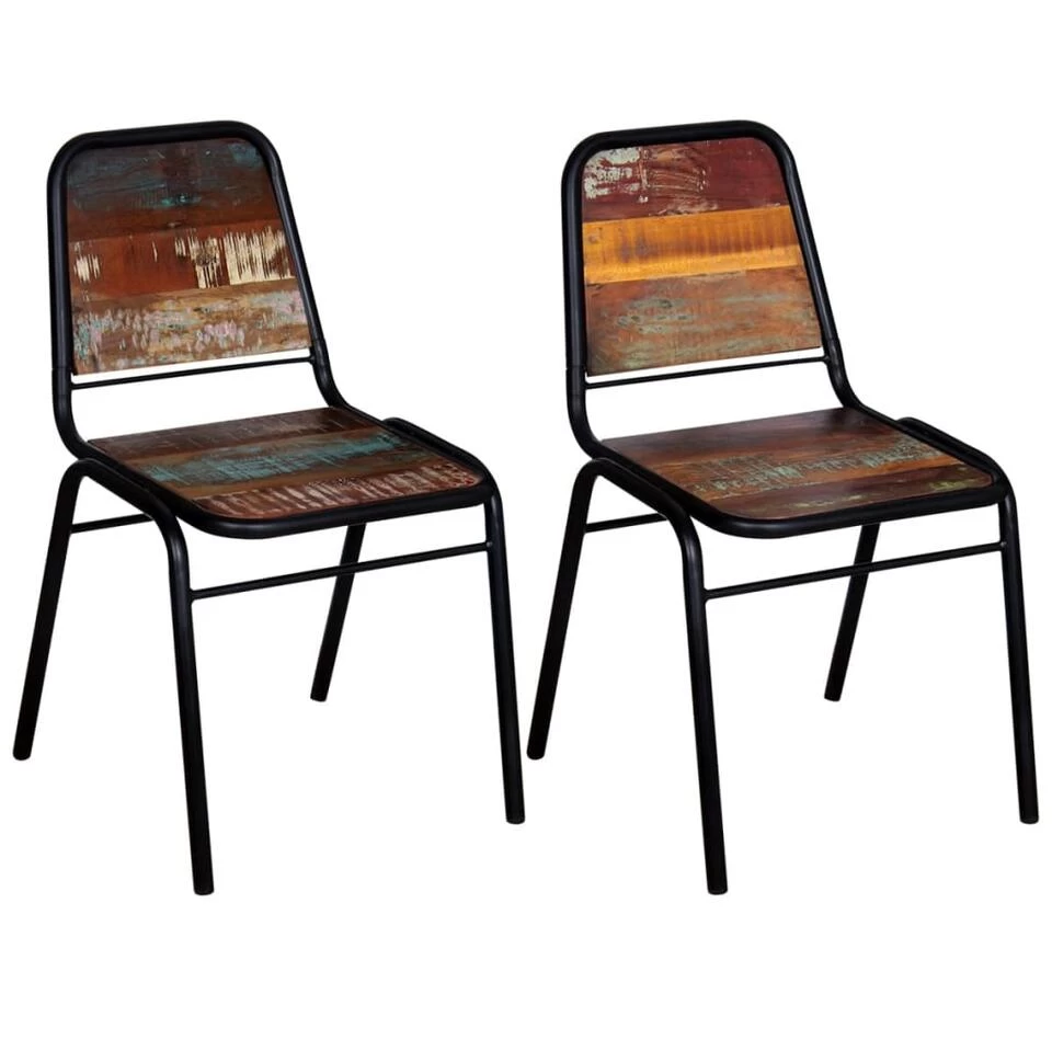 VidaXL Eetkamerstoelen 2 St Massief Gerecycled Hout 5 VidaXL Eetkamerstoelen 2 St Massief Gerecycled Hout - Afbeelding 3