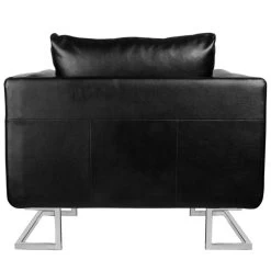 VidaXL Fauteuil Met Verchroomde Poten Kubus Kunstleer Zwart -Buitenmeubelen Verkoop 93bee6ea907141989ed05333500510b1