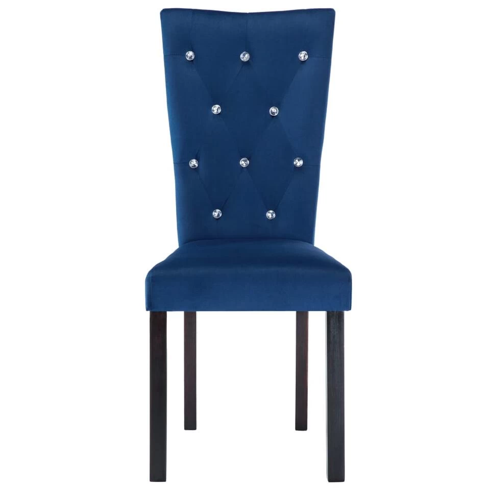 VidaXL Eetkamerstoelen 2 St Fluweel Donkerblauw 6 VidaXL Eetkamerstoelen 2 St Fluweel Donkerblauw - Afbeelding 4