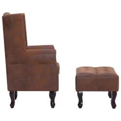 VidaXL Fauteuil En Voetenbank Chesterfield-stijl Kunstsuède Bruin -Buitenmeubelen Verkoop a2879054251d4744b17e532ce32deb87