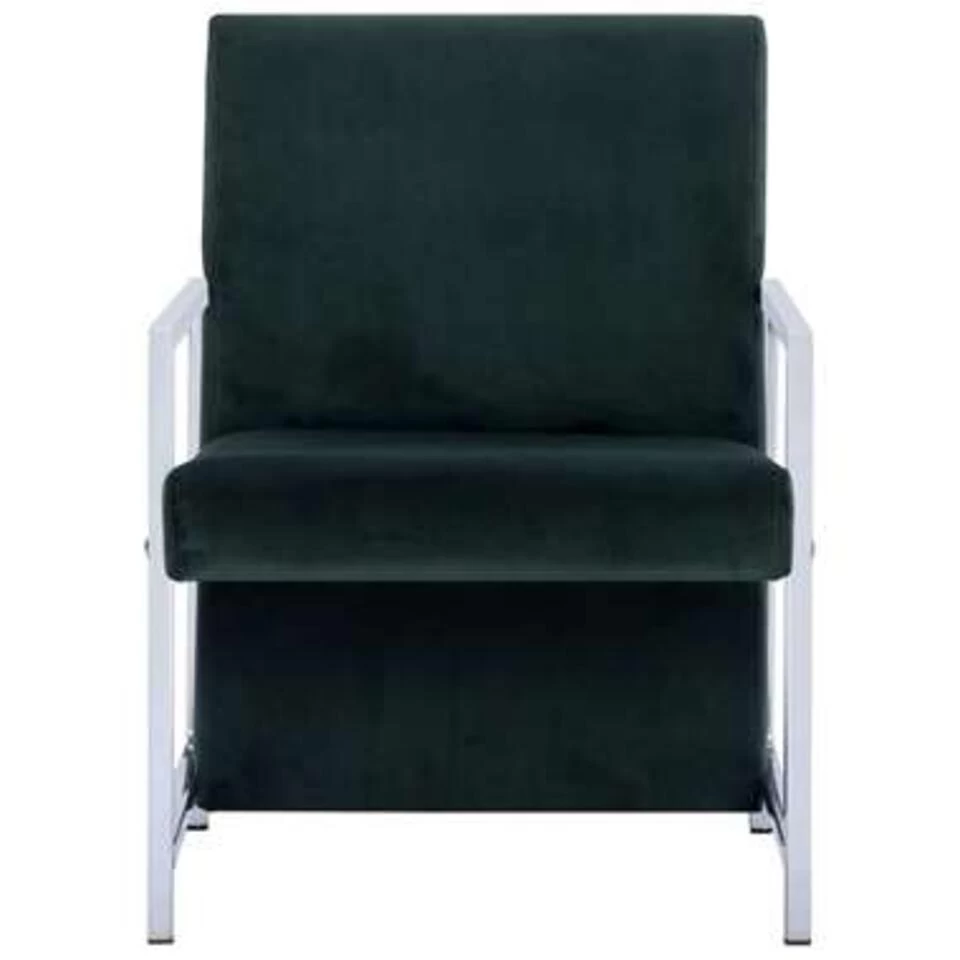 VidaXL Fauteuil Met Chromen Poten Fluweel Donkergroen 5 VidaXL Fauteuil Met Chromen Poten Fluweel Donkergroen - Afbeelding 3