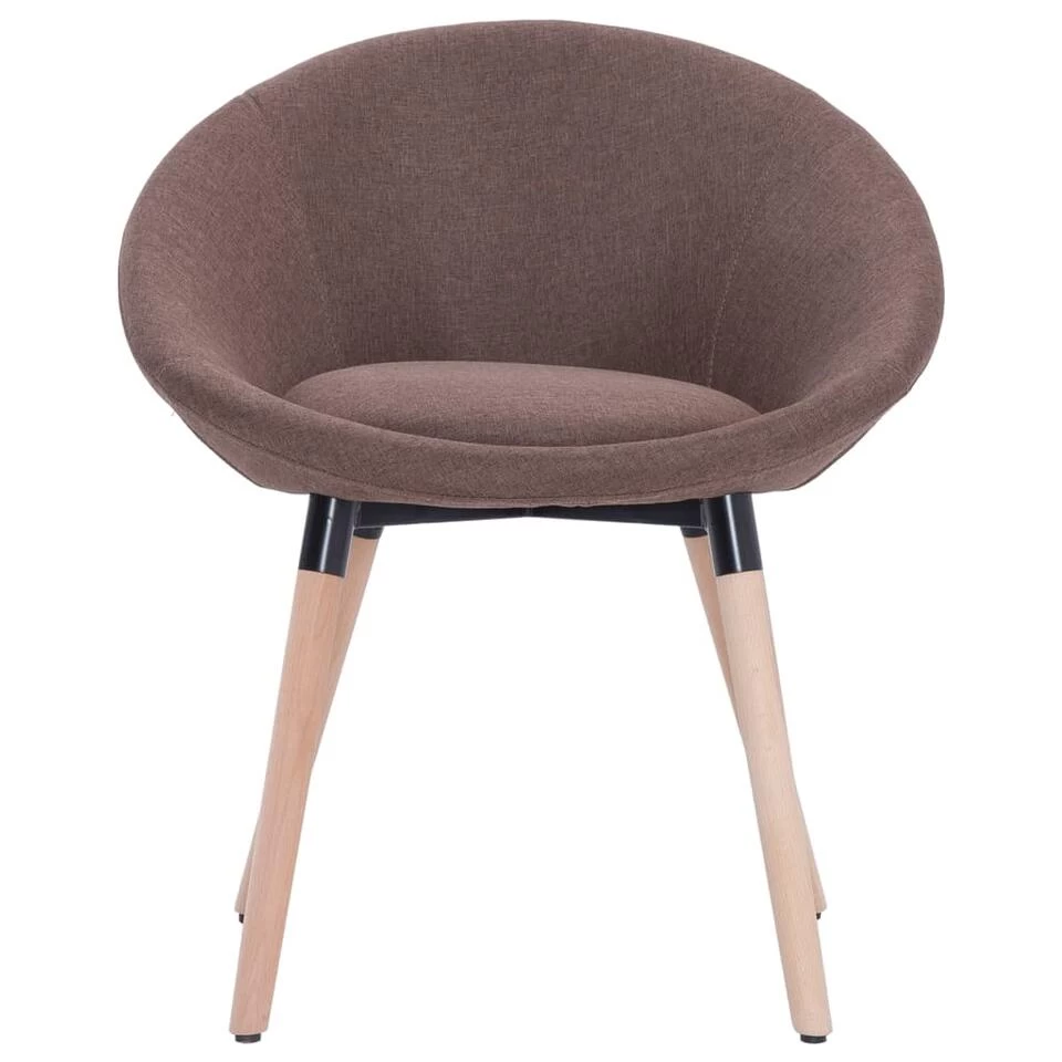 VidaXL Eetkamerstoel Stof Bruin 5 VidaXL Eetkamerstoel Stof Bruin - Afbeelding 3