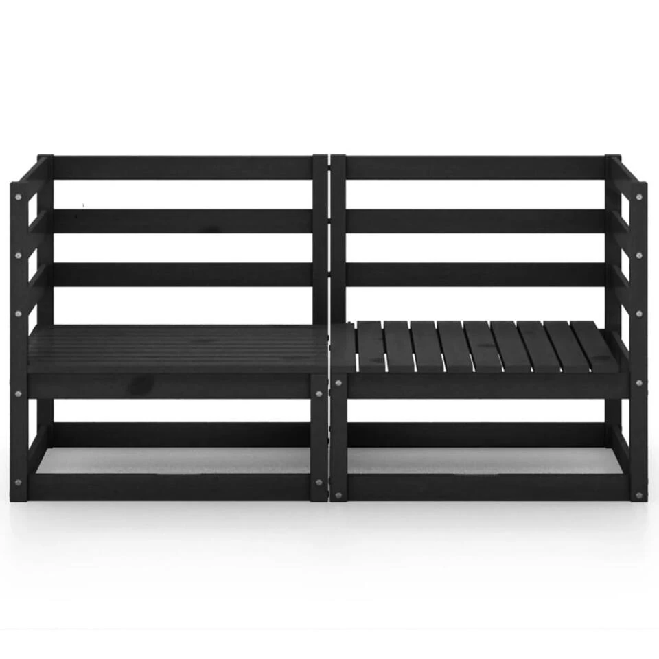 VidaXL Tuinbank 2-zits Massief Grenenhout Zwart 5 VidaXL Tuinbank 2-zits Massief Grenenhout Zwart - Afbeelding 3