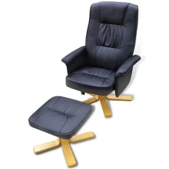 VidaXL Fauteuil Met Voetenbankje Kunstleer Zwart -Buitenmeubelen Verkoop b04c8bc1b9e54529ade4a1ea0c3aa340