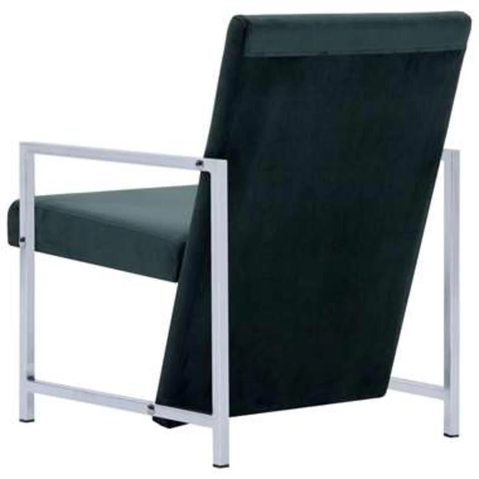 VidaXL Fauteuil Met Chromen Poten Fluweel Donkergroen 6 VidaXL Fauteuil Met Chromen Poten Fluweel Donkergroen - Afbeelding 4