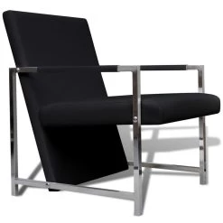 VidaXL Fauteuils 2 St Met Chroom Frame Kunstleer Zwart -Buitenmeubelen Verkoop bde152372bf7451a8d1ce2dc93bc46f0