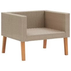 VidaXL Tuinbank Eenzits Met Kussens Poly Rattan Beige -Buitenmeubelen Verkoop c41cb684bbf04774ac2e2b8b6728155c