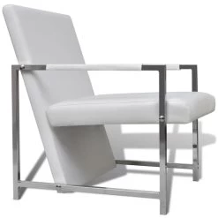 VidaXL Fauteuil Met Chromen Poten Kunstleer Wit -Buitenmeubelen Verkoop ca972e2cbc92479e9c4af7f2cf2ffe70