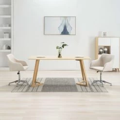 VidaXL Eetkamerstoelen 2 St Draaibaar Stof Crèmekleurig 7 VidaXL Eetkamerstoelen 2 St Draaibaar Stof Crèmekleurig -Buitenmeubelen Verkoop cec4599f7bab45bbaa25a35219a403d3