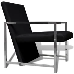 VidaXL Fauteuils 2 St Met Chroom Frame Kunstleer Zwart -Buitenmeubelen Verkoop d0771c1a3ddf40478fb39007f72ef774